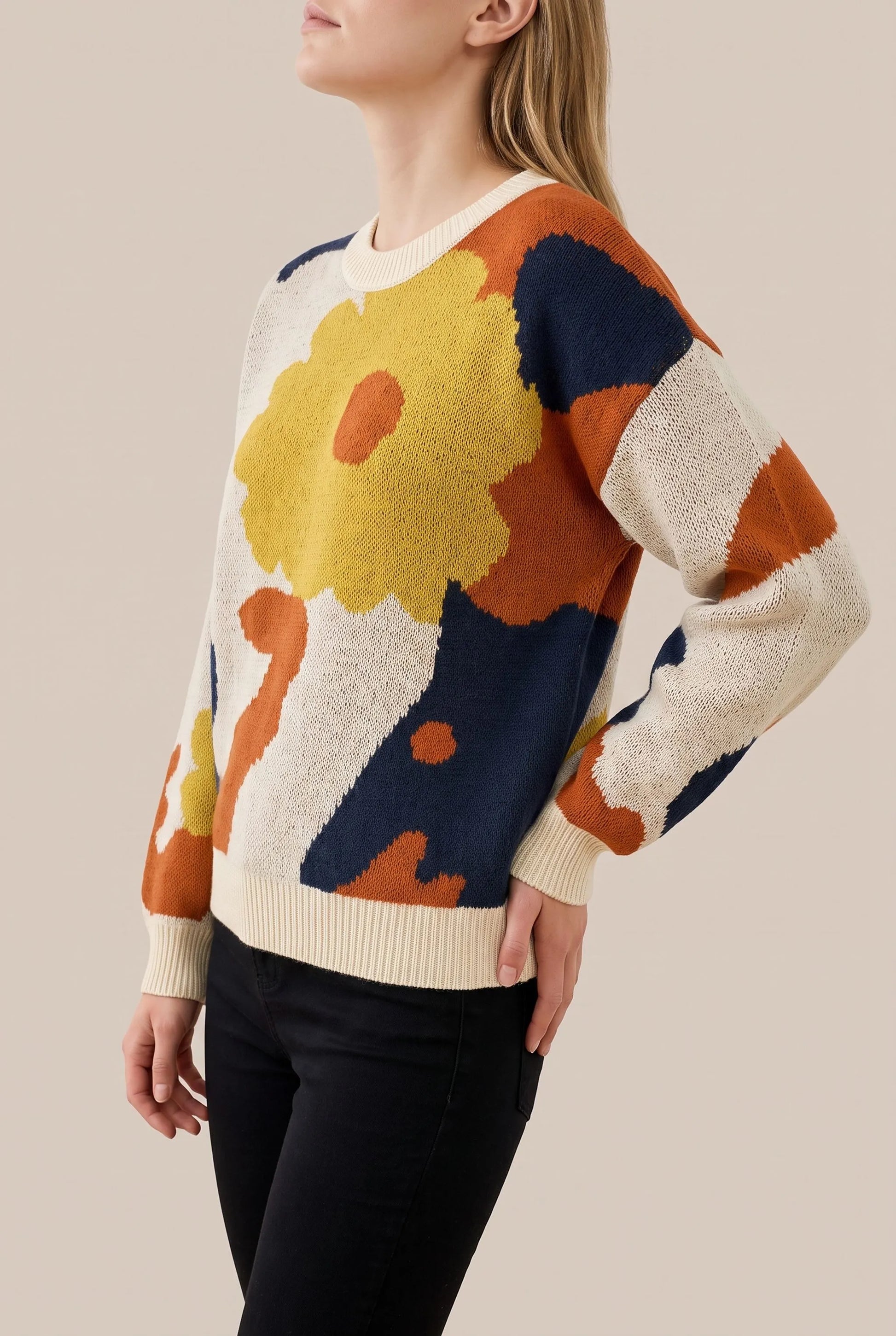 Floraya | Abstrakter Langärmliger Damenpullover