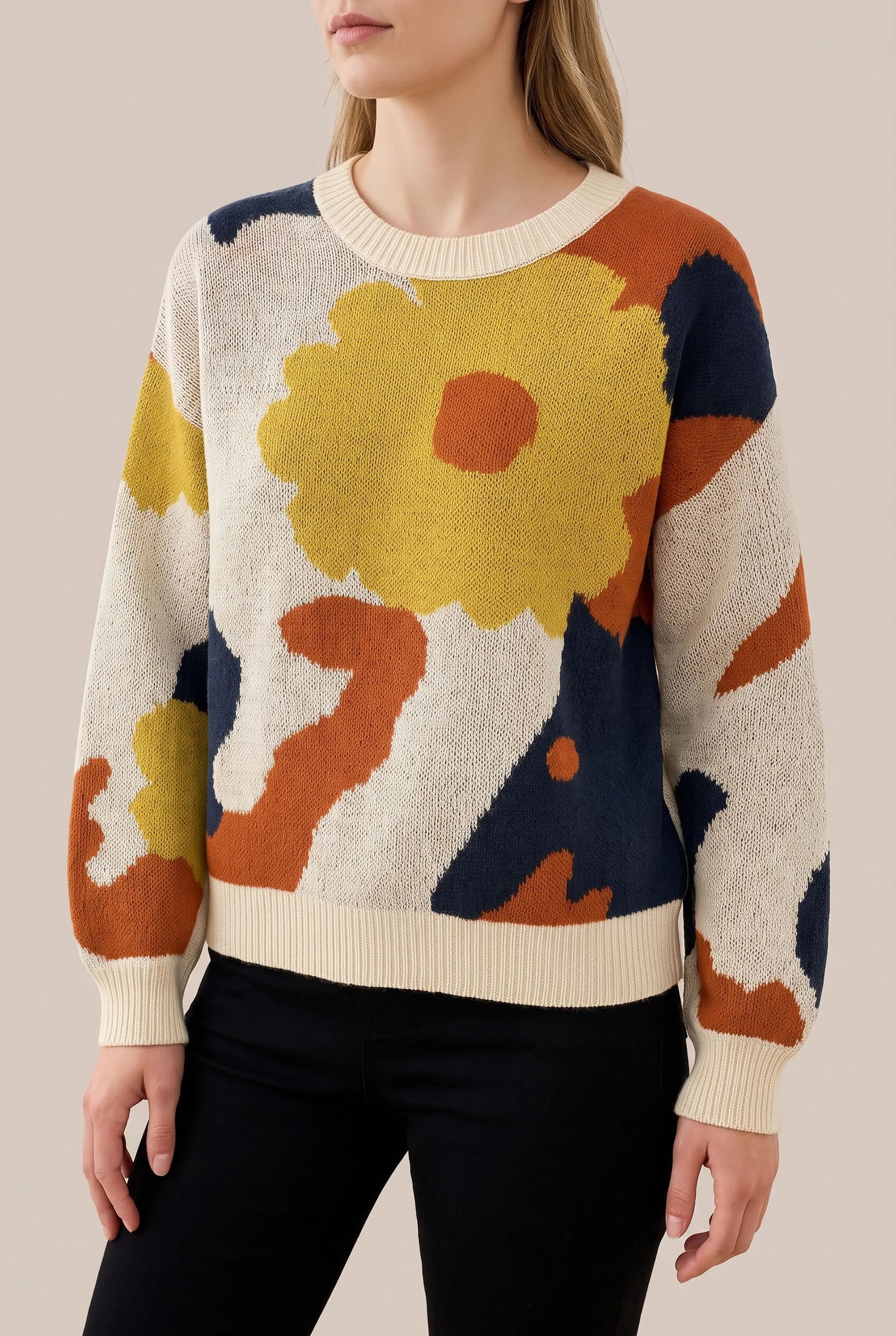 Floraya | Abstrakter Langärmliger Damenpullover