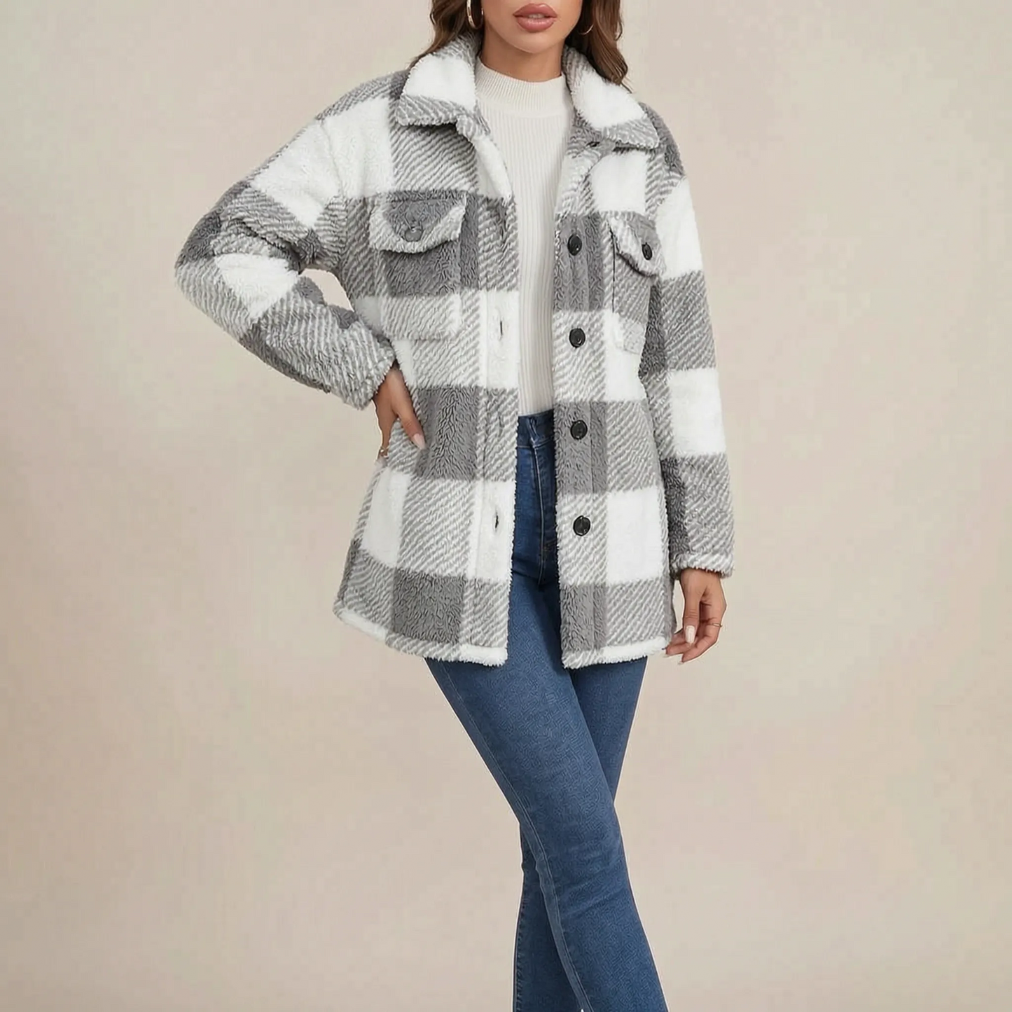 FluffPlaid | Kuschelige Plüschjacke Mit Karomuster