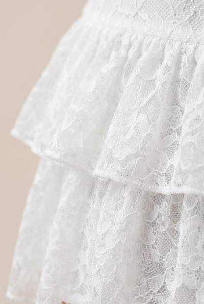 Frivena | Verspielter Weißer Skort Mit Volants