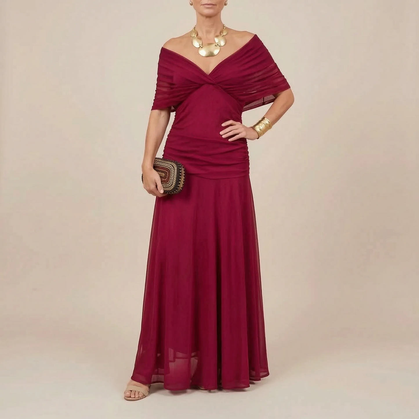 Galaura | Elegantes Maxikleid Mit V-Ausschnitt