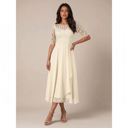 Galissa | Elegantes Dunkelblaues Abendkleid Mit Verzierten Ärmeln