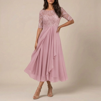 Galissa | Elegantes Dunkelblaues Abendkleid Mit Verzierten Ärmeln