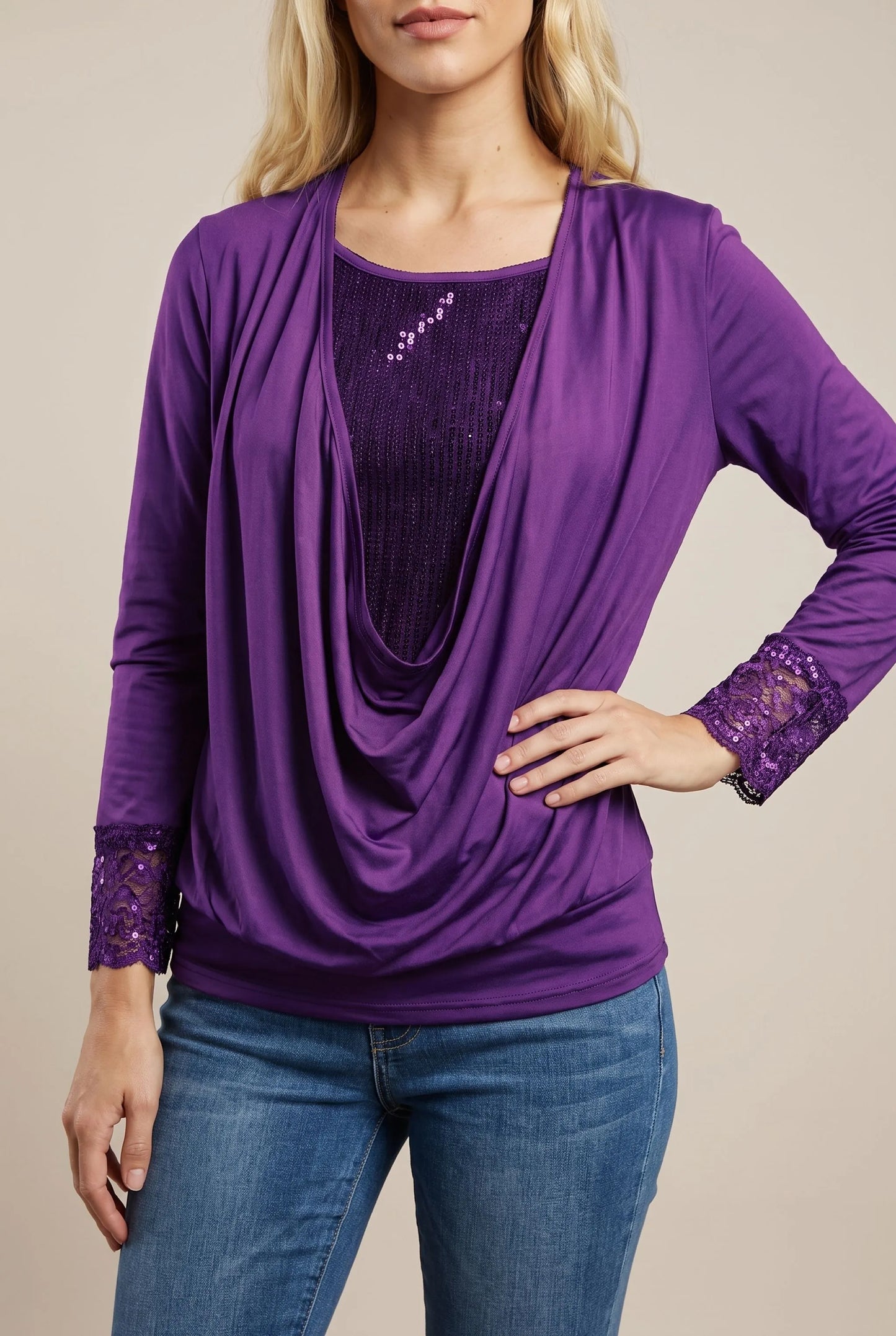 GlimmerTop | Damenoberteil Mit Paillettenbesatz