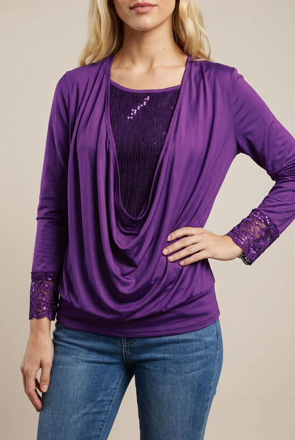 GlimmerTop | Damenoberteil Mit Paillettenbesatz