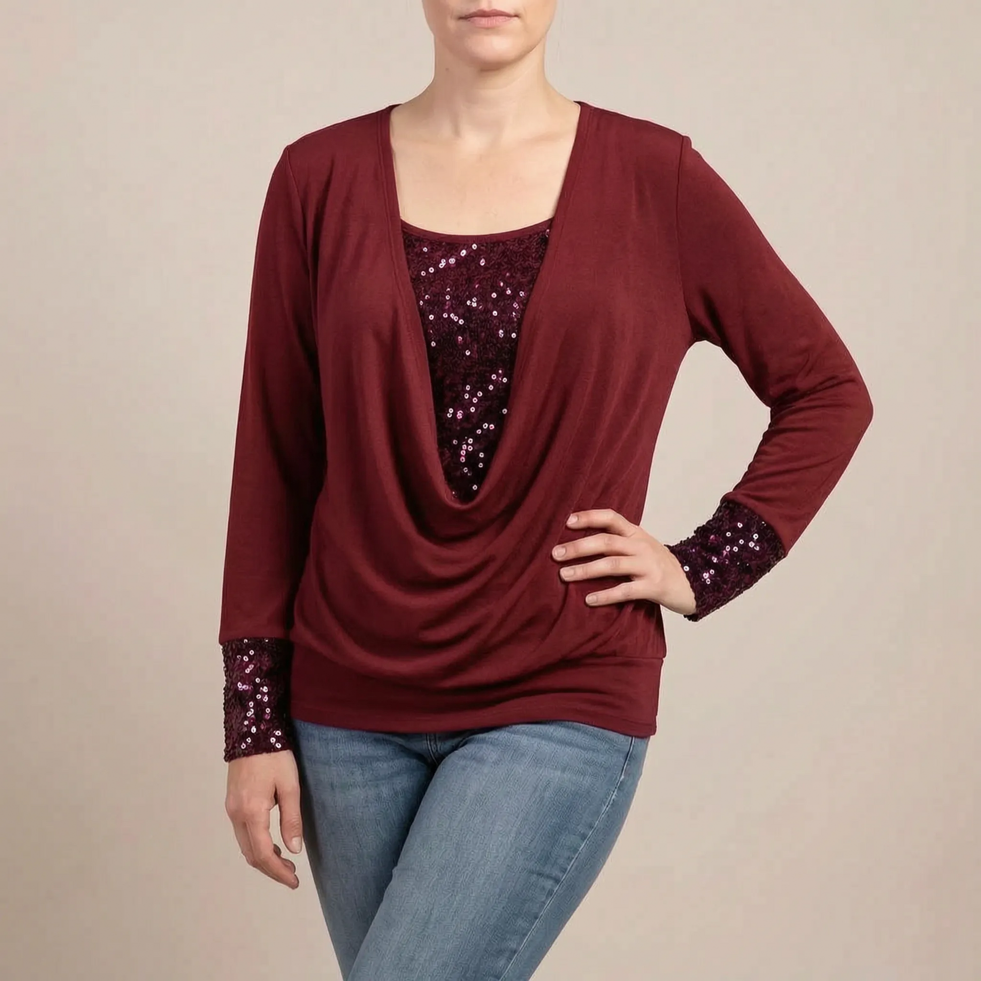 GlimmerTop | Damenoberteil Mit Paillettenbesatz