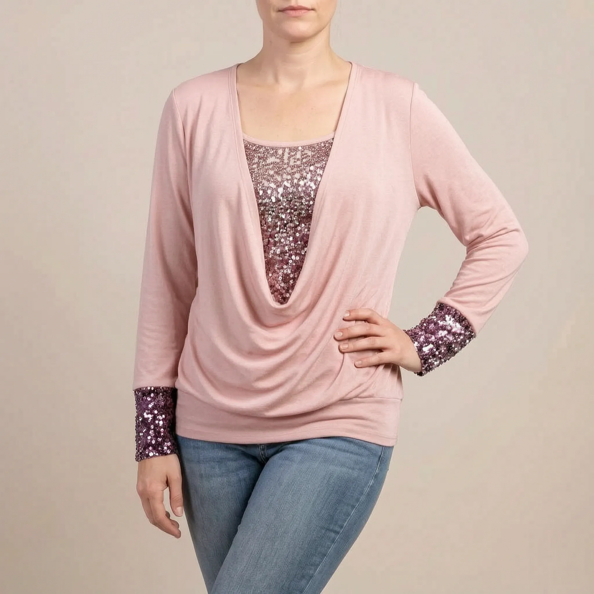 GlimmerTop | Damenoberteil Mit Paillettenbesatz