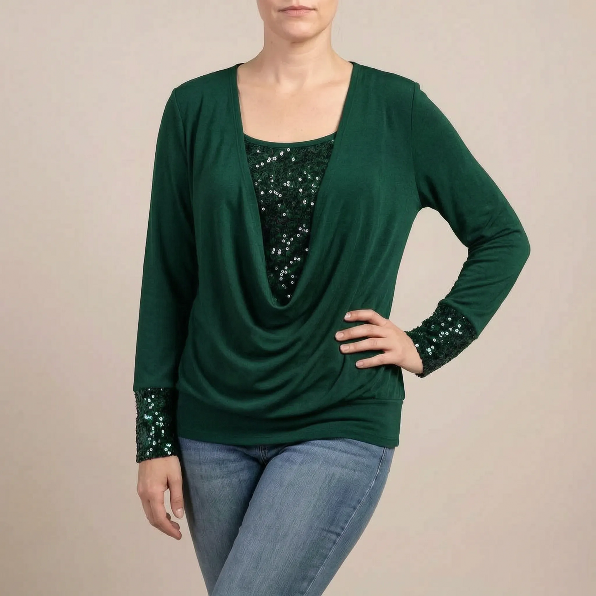 GlimmerTop | Damenoberteil Mit Paillettenbesatz