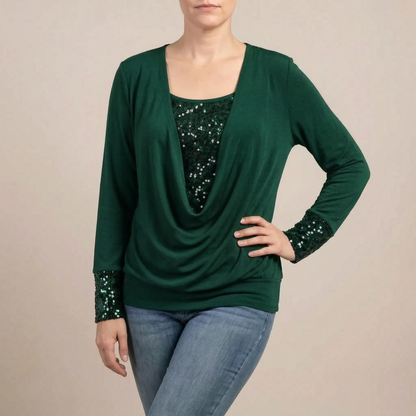 GlimmerTop | Damenoberteil Mit Paillettenbesatz