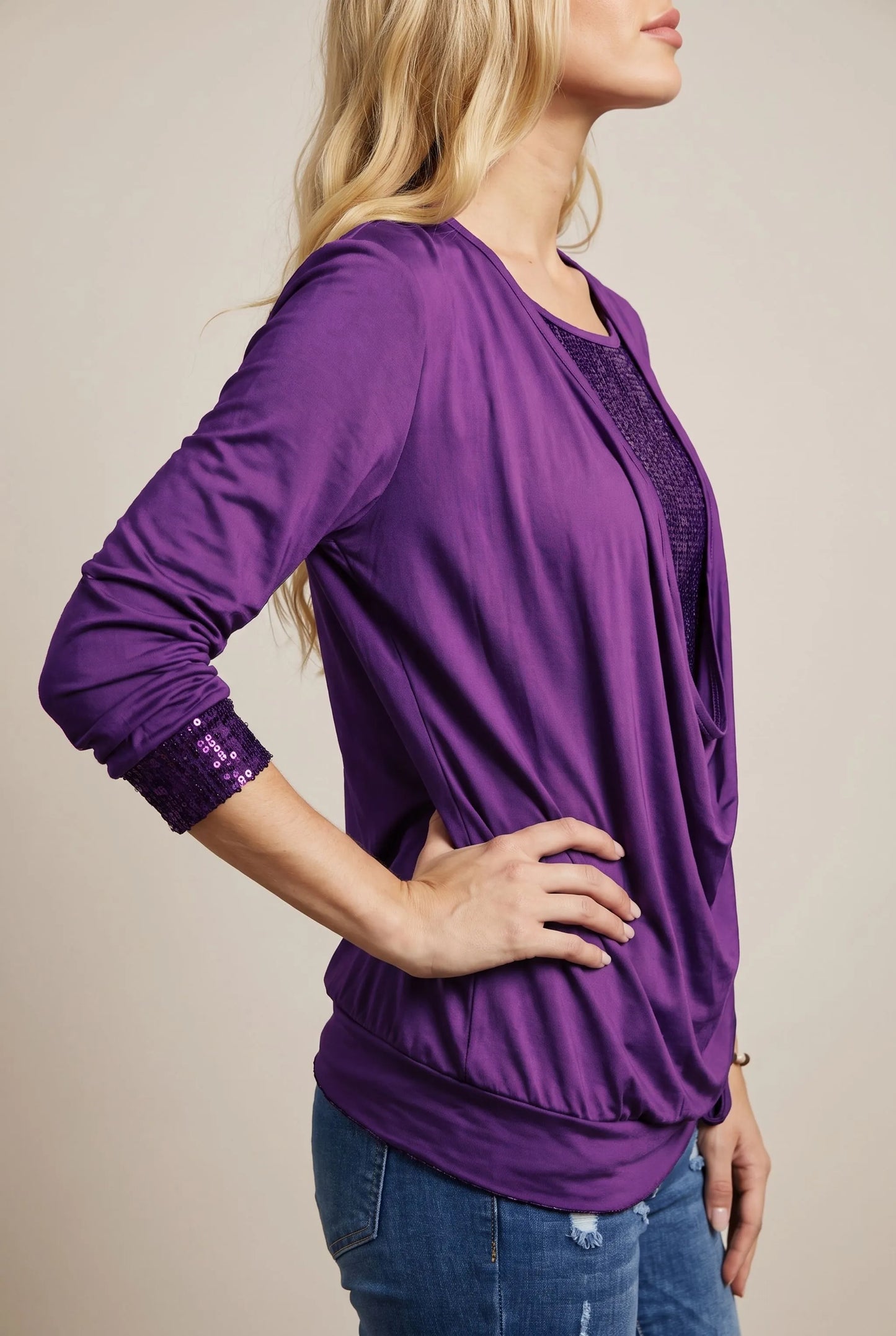 GlimmerTop | Damenoberteil Mit Paillettenbesatz