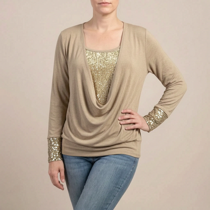 GlimmerTop | Damenoberteil Mit Paillettenbesatz