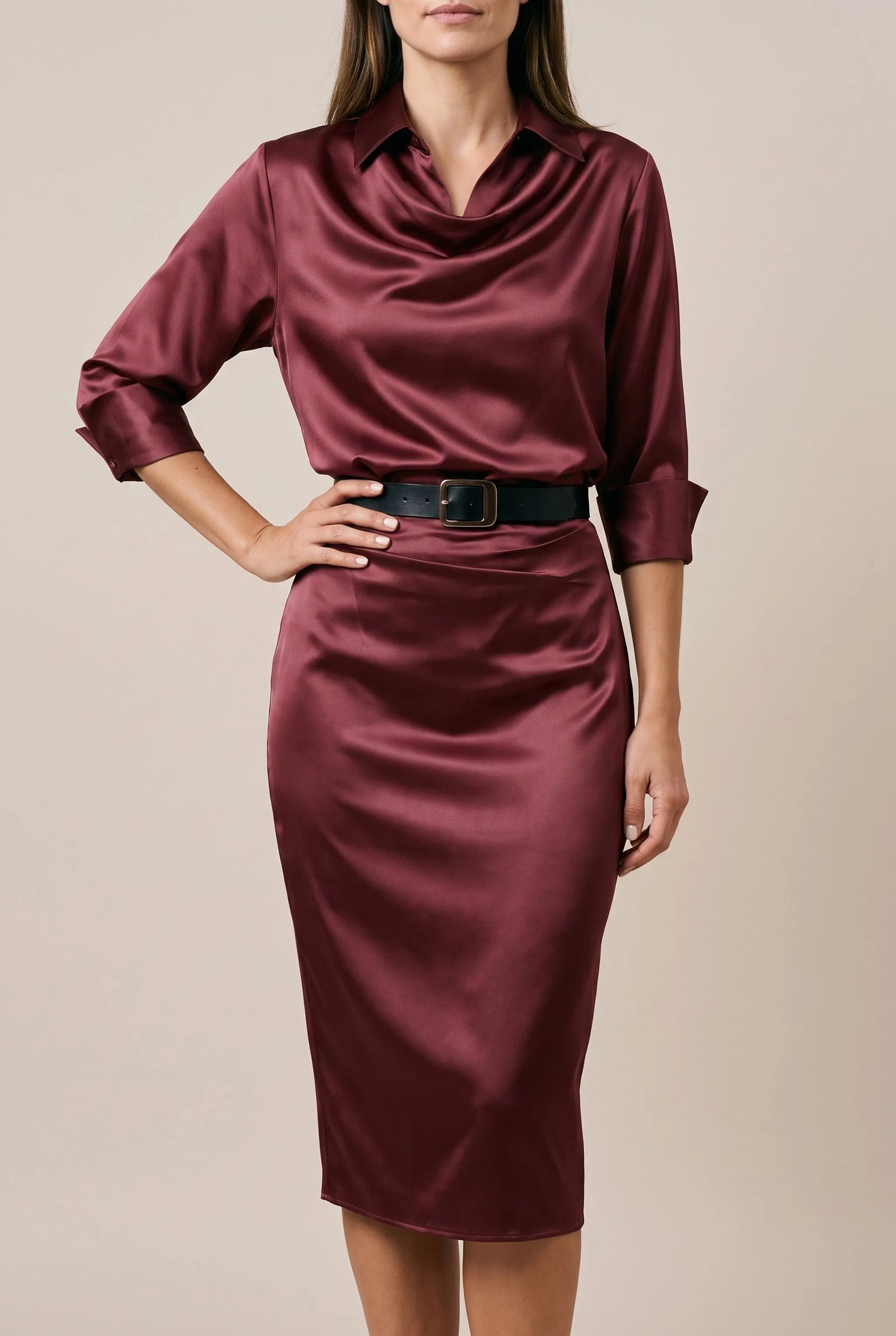 Glimmoria | Drapiertes Festliches Midikleid