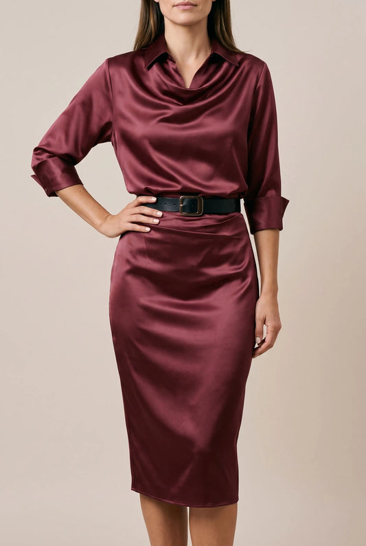 Glimmoria | Drapiertes Festliches Midikleid