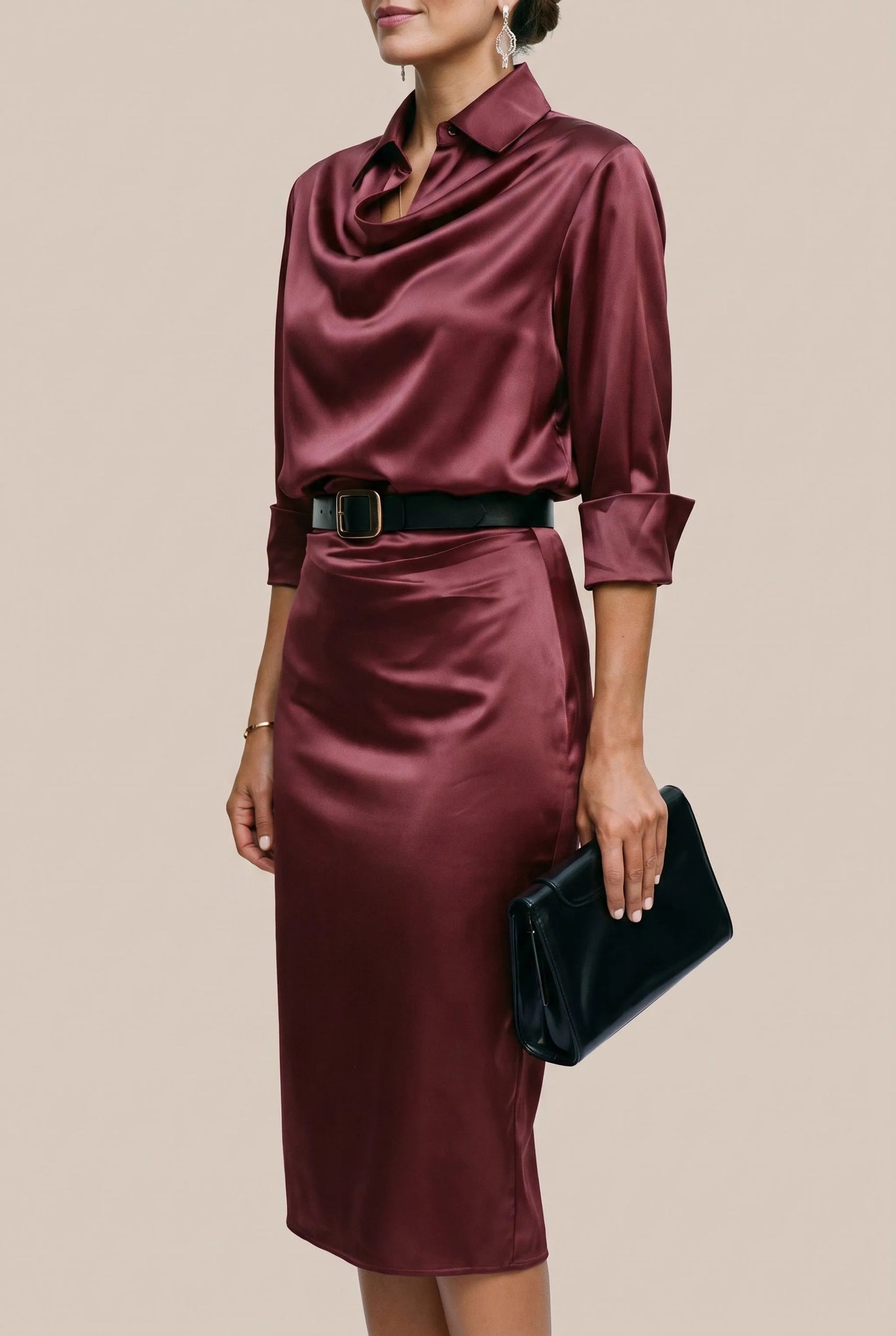 Glimmoria | Drapiertes Festliches Midikleid