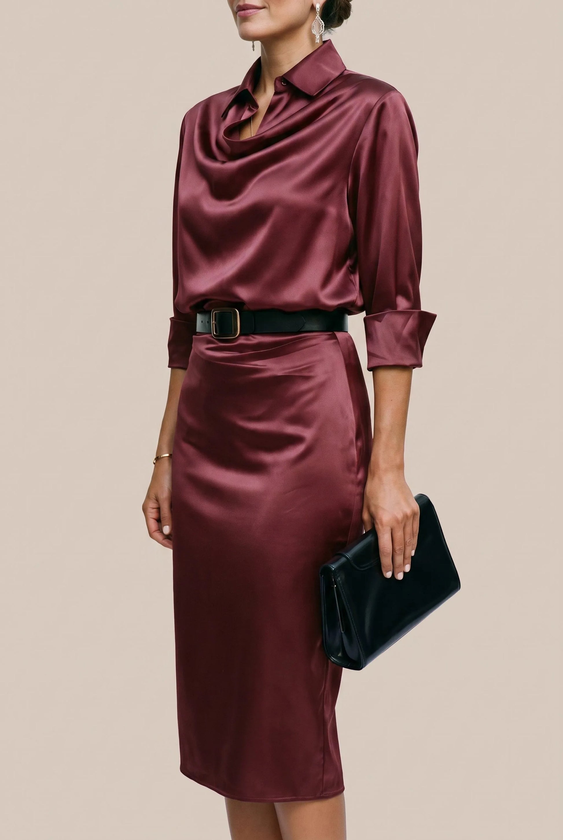 Glimmoria | Drapiertes Festliches Midikleid