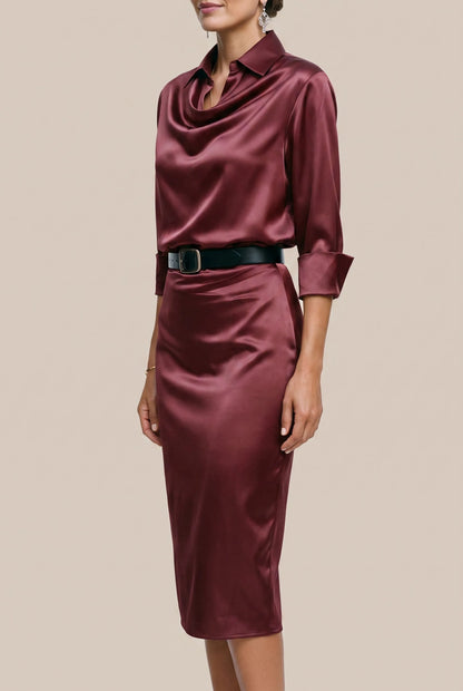 Glimmoria | Drapiertes Festliches Midikleid