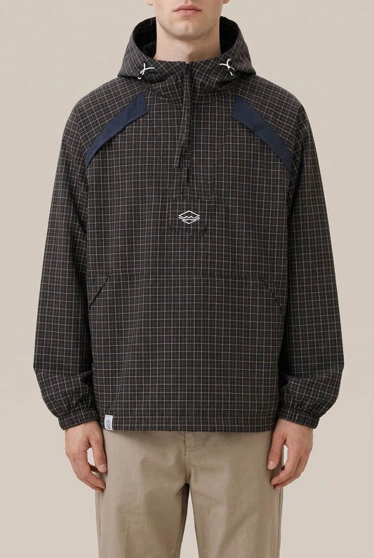 GridGale | Oversized Windbreaker-Jacke Mit Karomuster