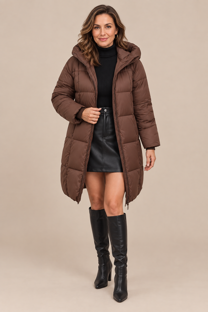 Ismera | Steppjacke Damen mit Kapuze und langem Schnitt