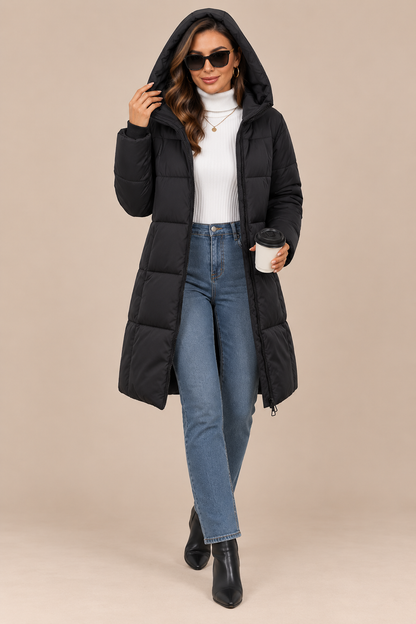 Ismera | Steppjacke Damen mit Kapuze und langem Schnitt
