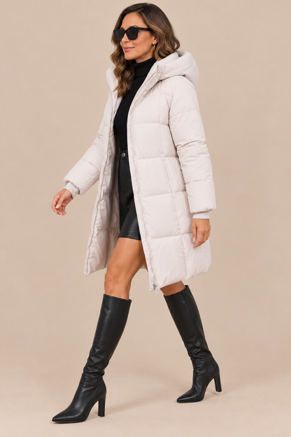 Ismera | Steppjacke Damen mit Kapuze und langem Schnitt