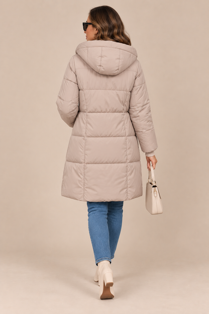 Ismera | Steppjacke Damen mit Kapuze und langem Schnitt