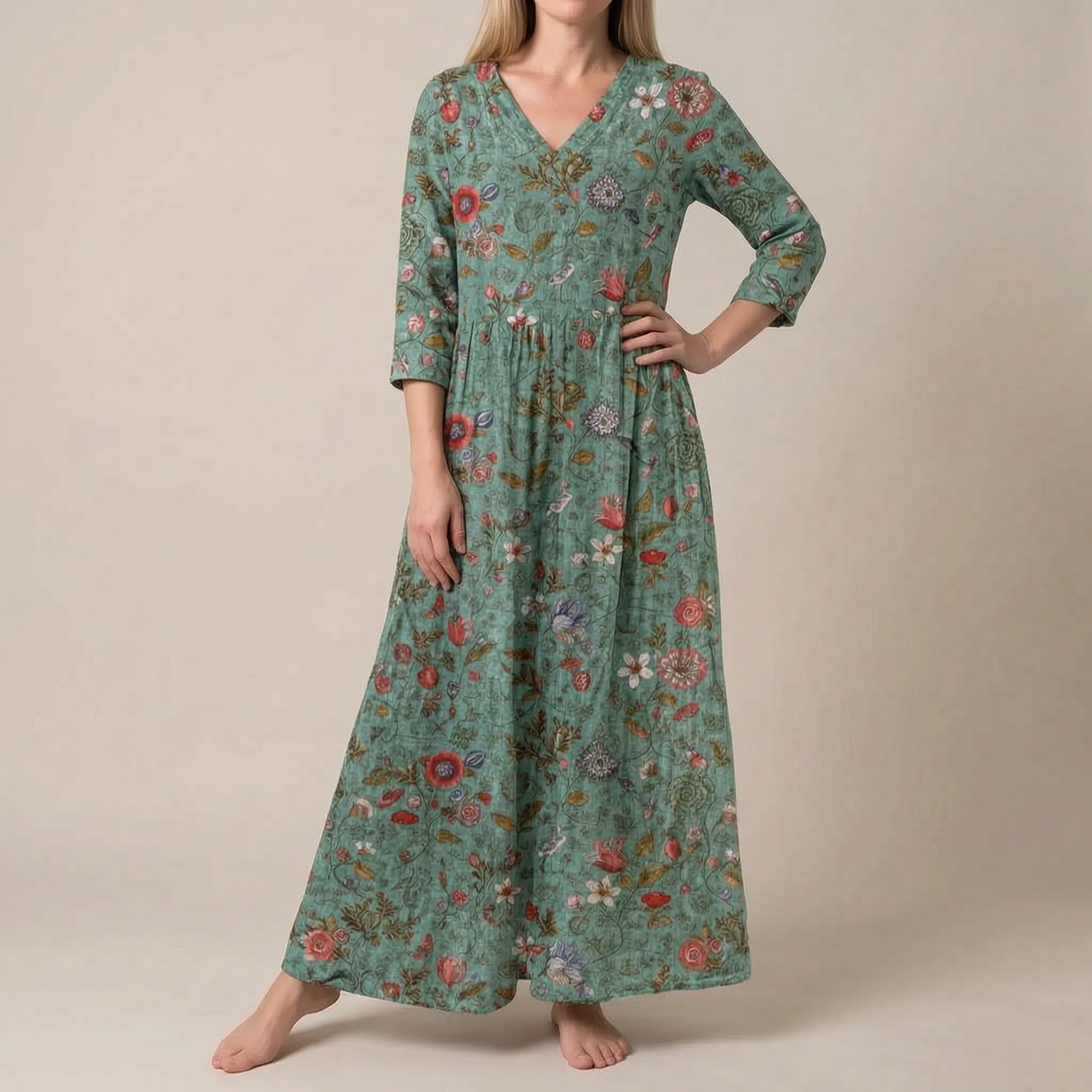 Kallis | Weites Florales Maxikleid