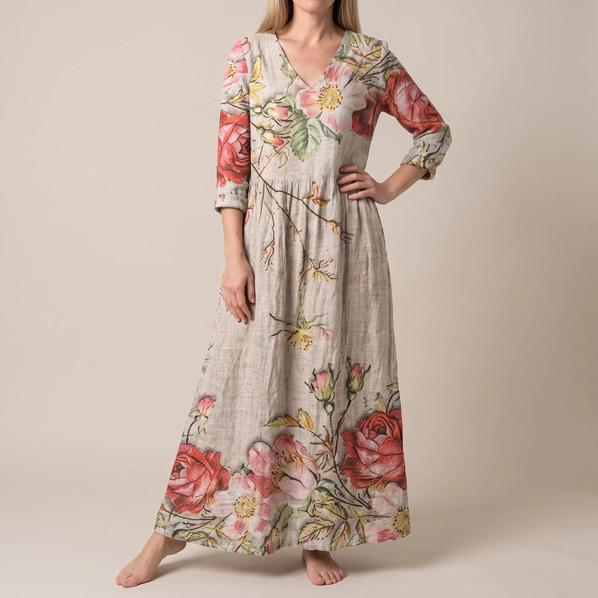 Kallis | Weites Florales Maxikleid