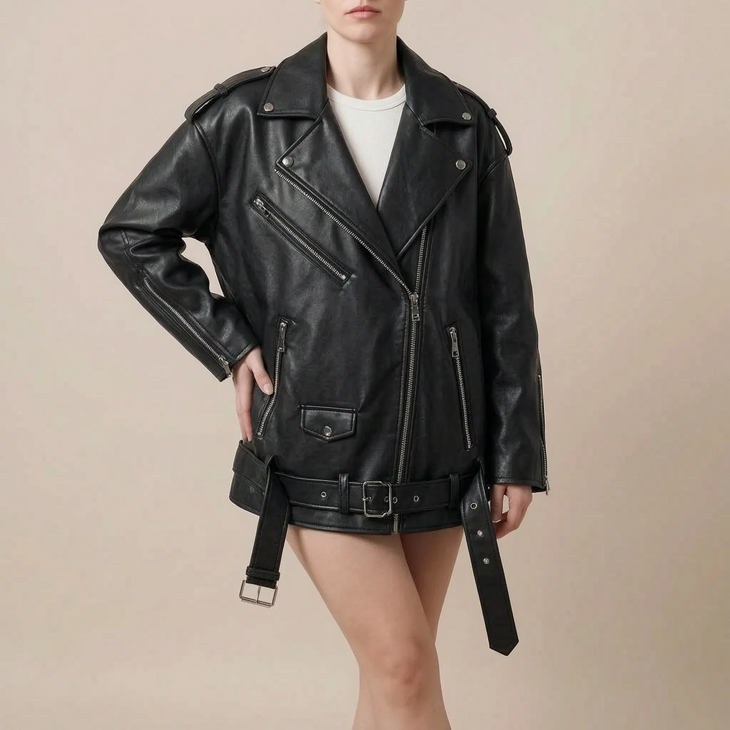 Kenza | Oversize Geschnittene Bikerjacke