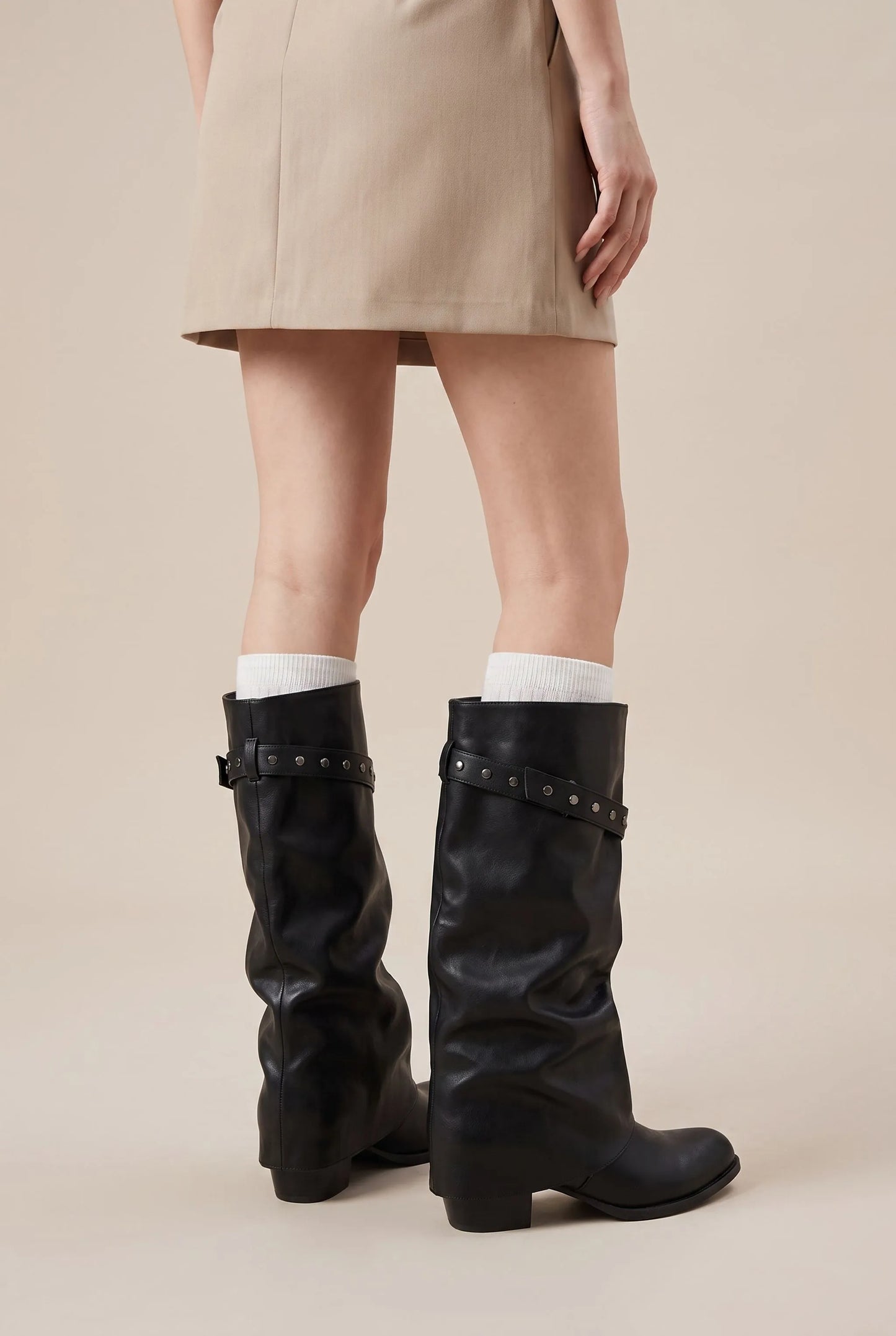 Knightly | Schwarze Kniehohe Slouchy-Stiefel