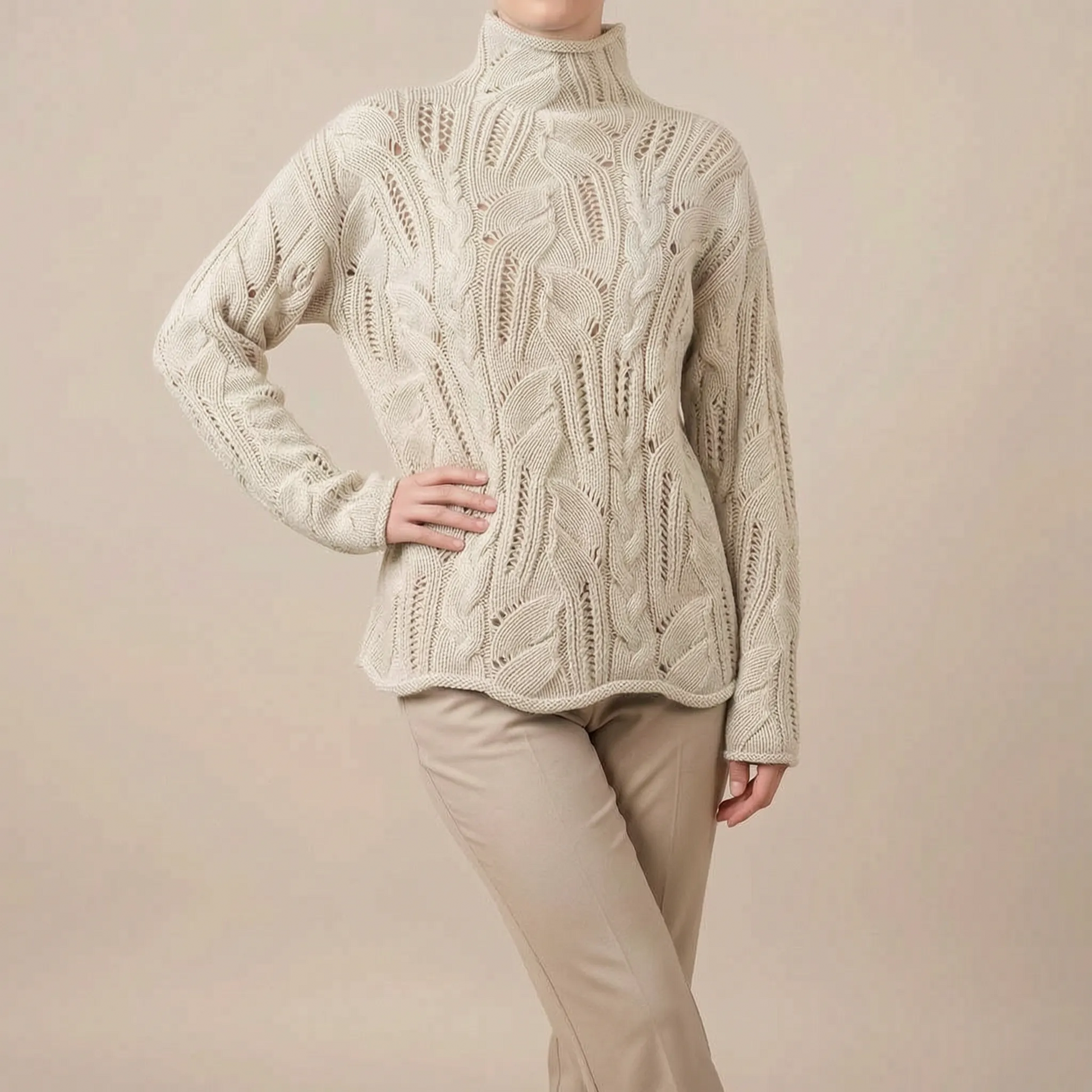 KnitCloud | Lässiger Rollkragenpullover Für Damen
