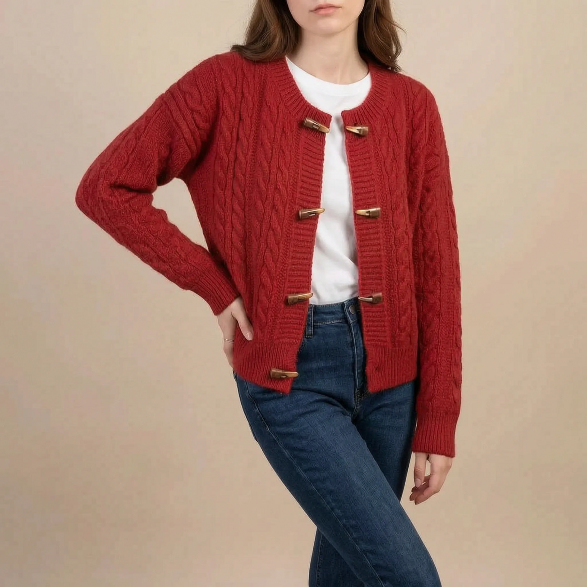Knitrova | Grob Gestrickte Kurze Strickjacke
