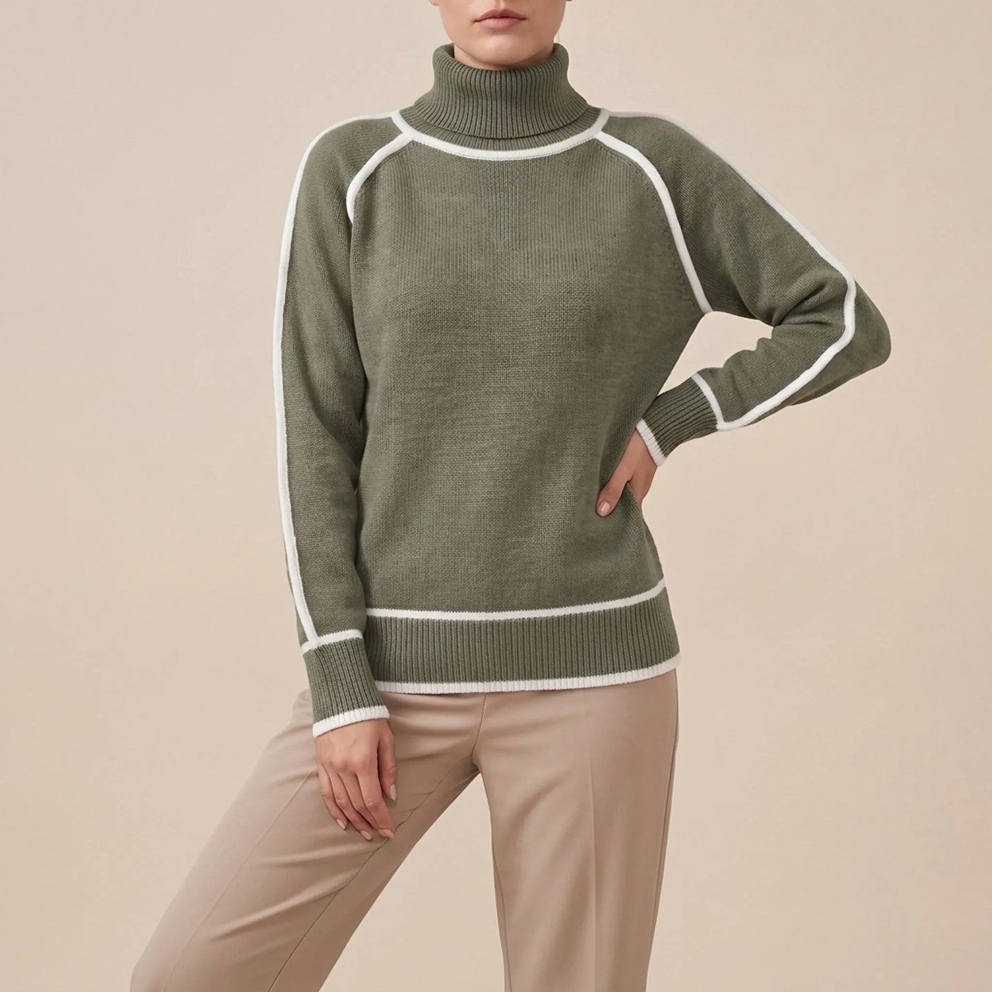 Lintera | Moderner Rollkragenpullover Mit Kontraststreifen