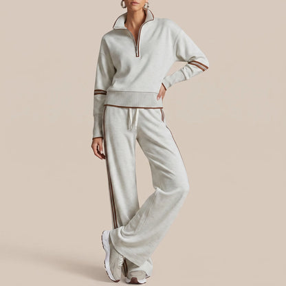 LoungeSet | Zweiteiliger Damenanzug Mit Weitem Bein