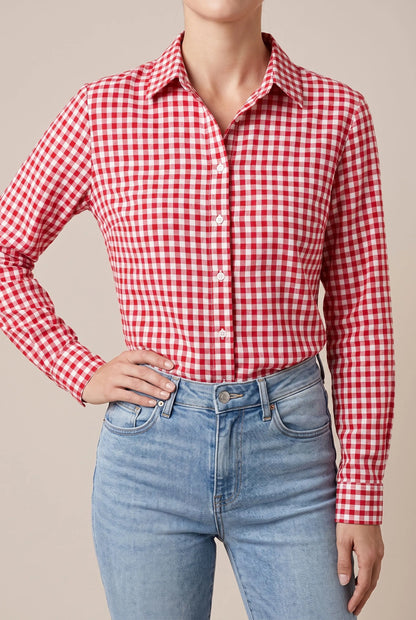Lumera | Klassisch Karierte Damenbluse Mit Langen Ärmeln