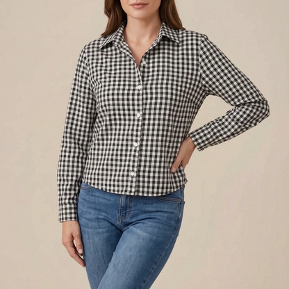 Lumera | Klassisch Karierte Damenbluse Mit Langen Ärmeln