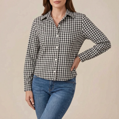 Lumera | Klassisch Karierte Damenbluse Mit Langen Ärmeln