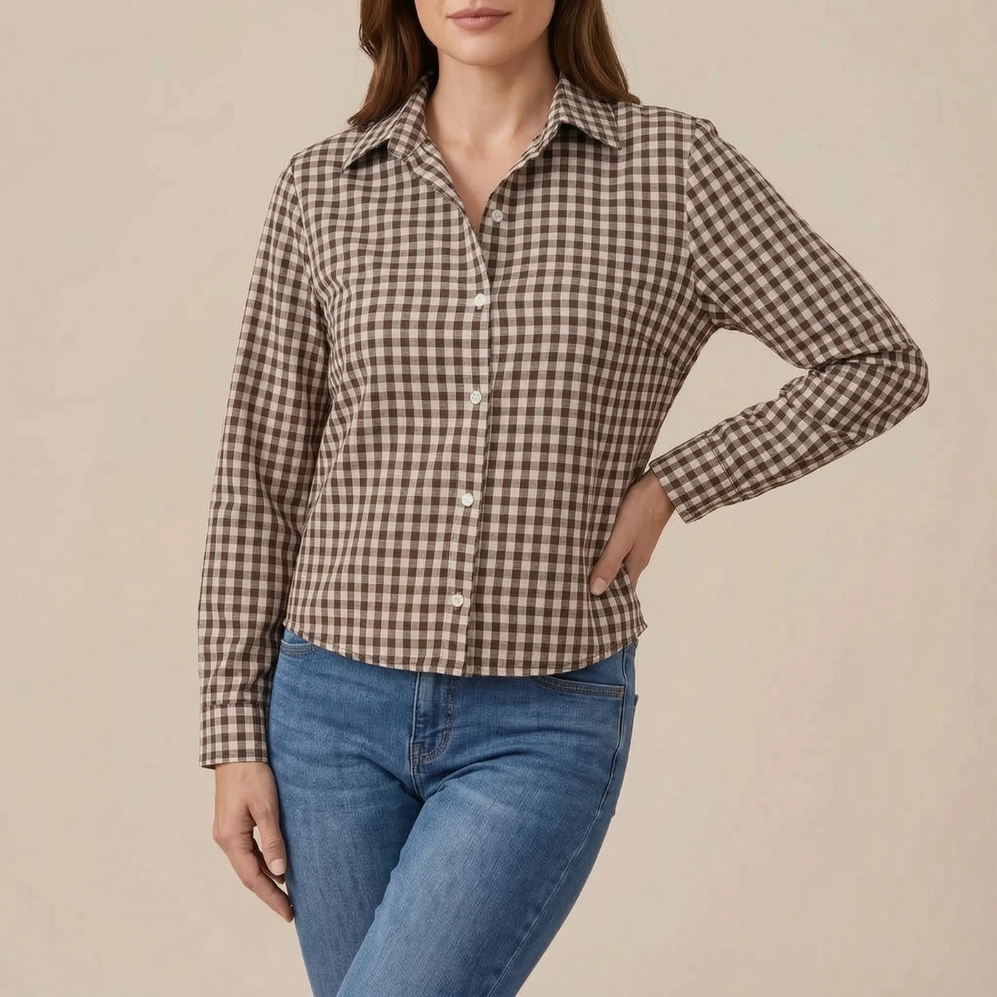 Lumera | Klassisch Karierte Damenbluse Mit Langen Ärmeln