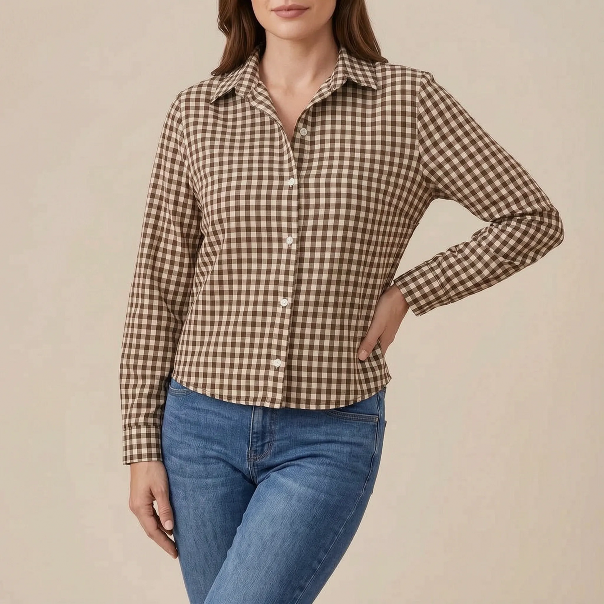 Lumera | Klassisch Karierte Damenbluse Mit Langen Ärmeln