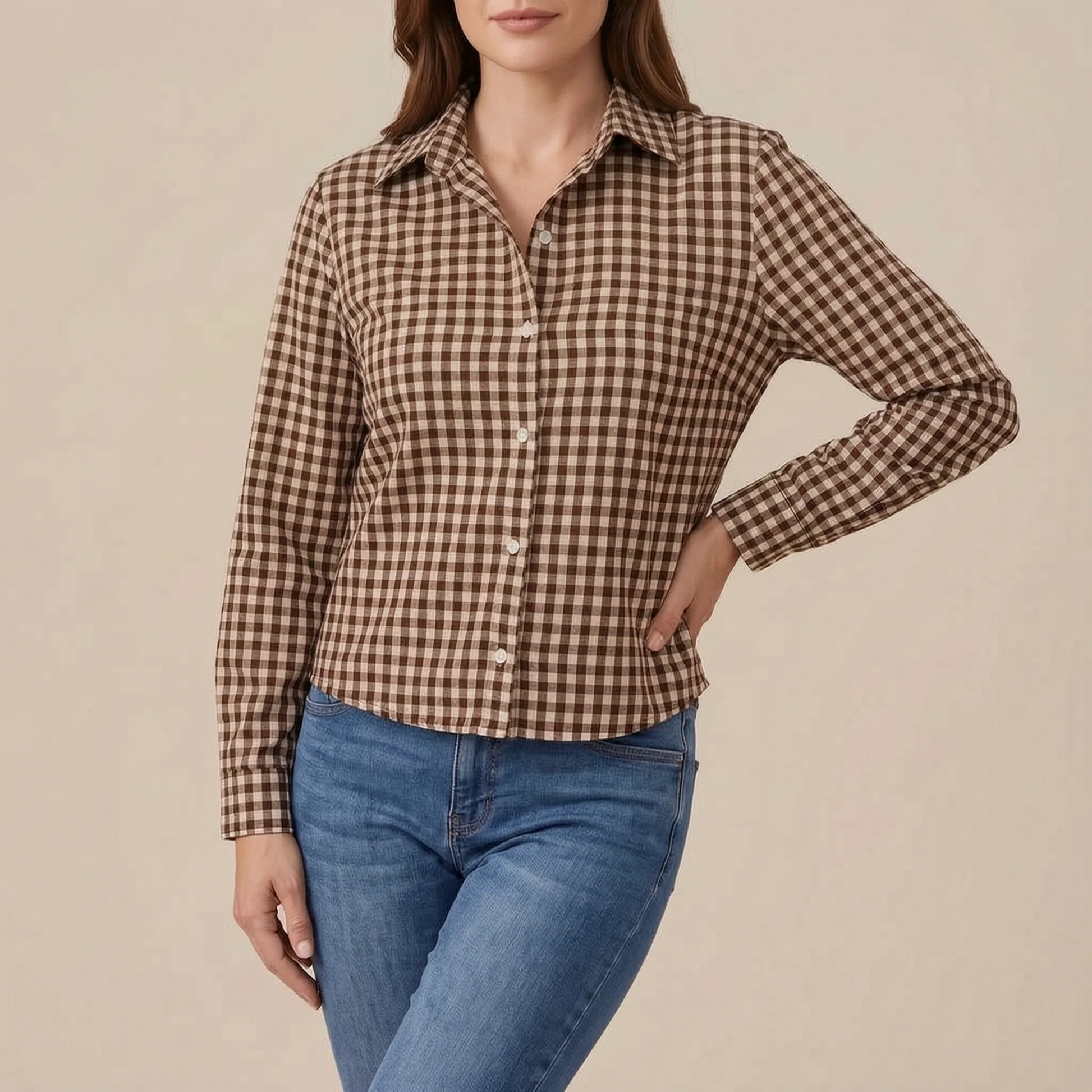 Lumera | Klassisch Karierte Damenbluse Mit Langen Ärmeln