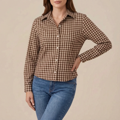 Lumera | Klassisch Karierte Damenbluse Mit Langen Ärmeln