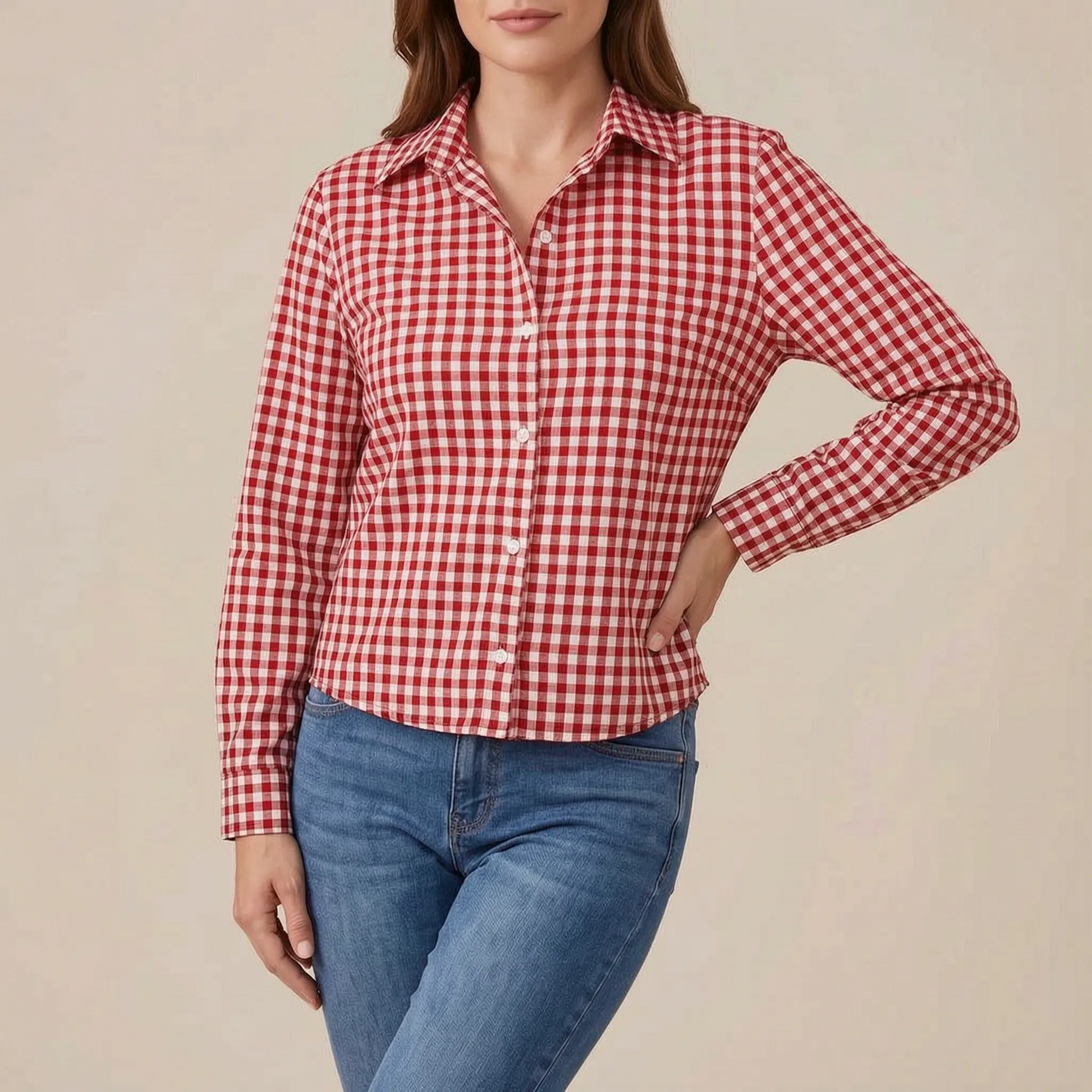 Lumera | Klassisch Karierte Damenbluse Mit Langen Ärmeln