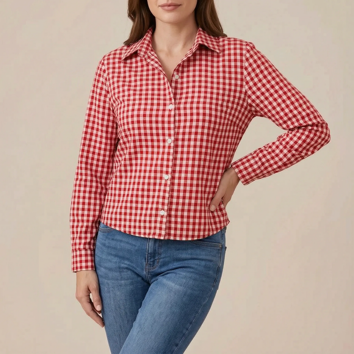 Lumera | Klassisch Karierte Damenbluse Mit Langen Ärmeln