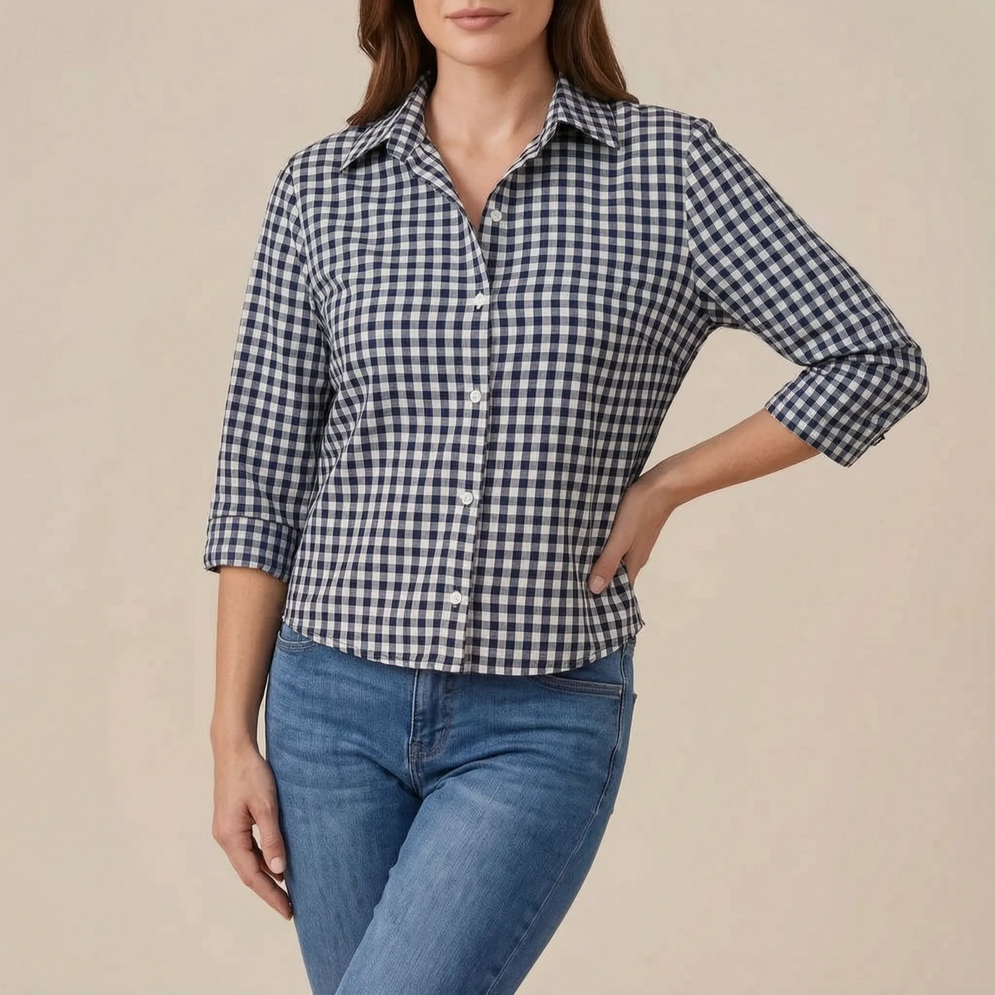 Lumera | Klassisch Karierte Damenbluse Mit Langen Ärmeln