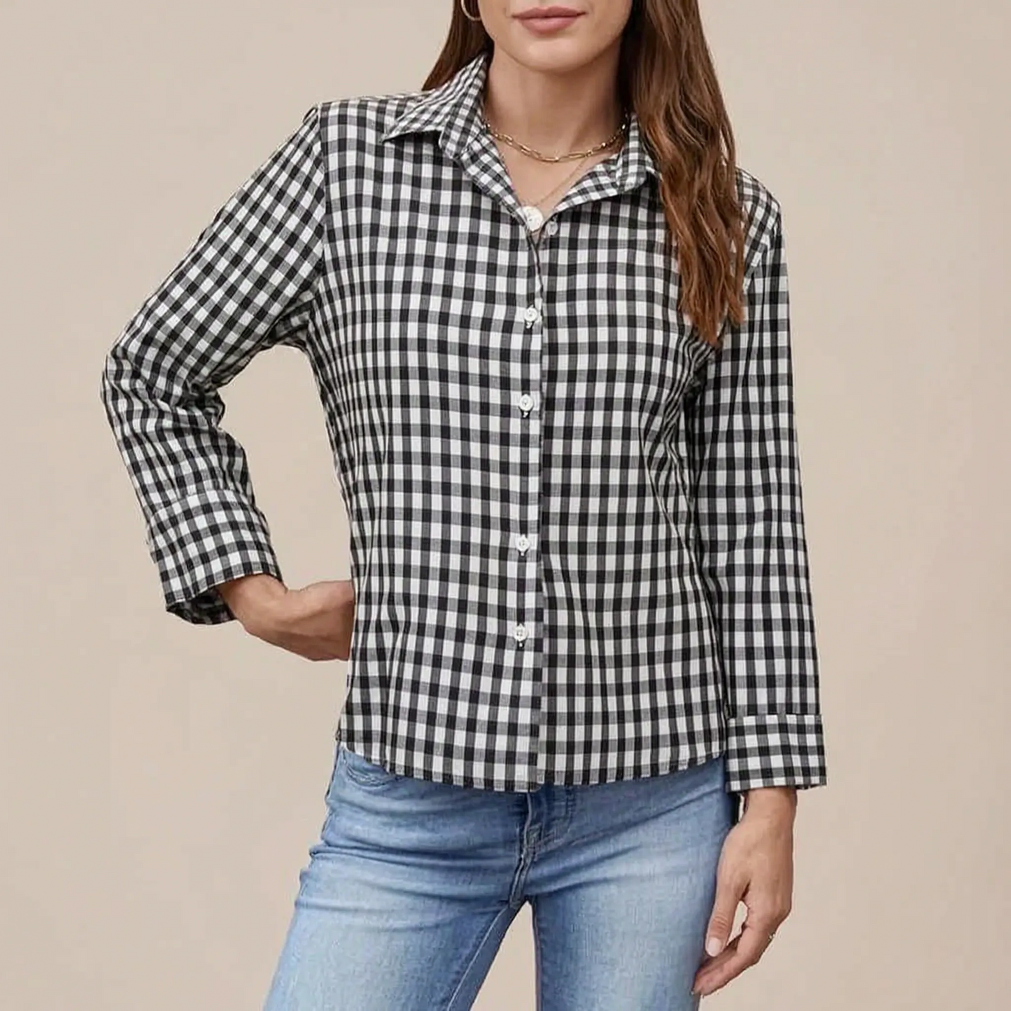 Lumera | Klassisch Karierte Damenbluse Mit Langen Ärmeln