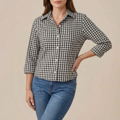 Lumera | Klassisch Karierte Damenbluse Mit Langen Ärmeln