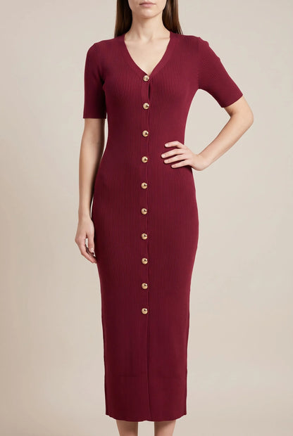 LuminaDress | Langes V-Ausschnitt Strickkleid