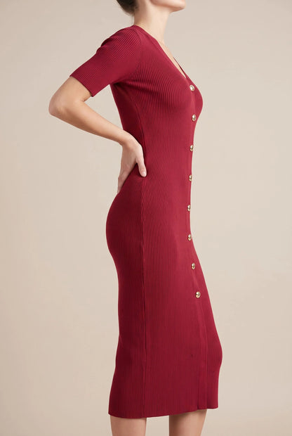 LuminaDress | Langes V-Ausschnitt Strickkleid