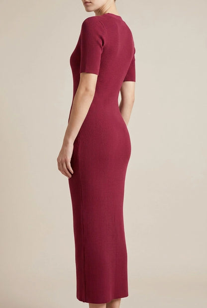 LuminaDress | Langes V-Ausschnitt Strickkleid