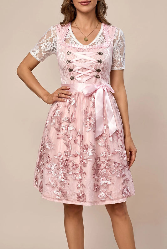 Luminix | Klassisches Rosa Midi-Dirndl Für Festliche Anlässe