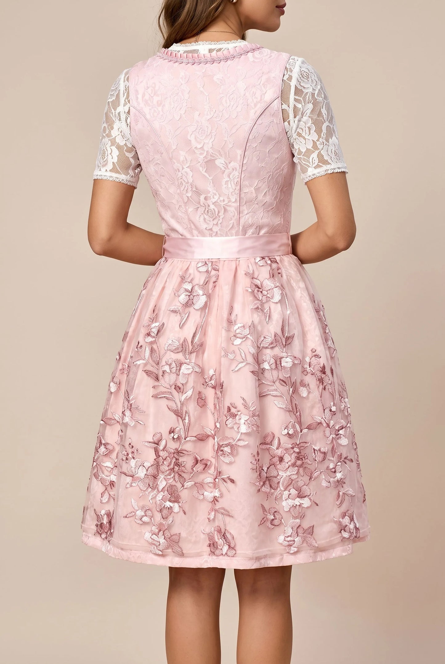 Luminix | Klassisches Rosa Midi-Dirndl Für Festliche Anlässe